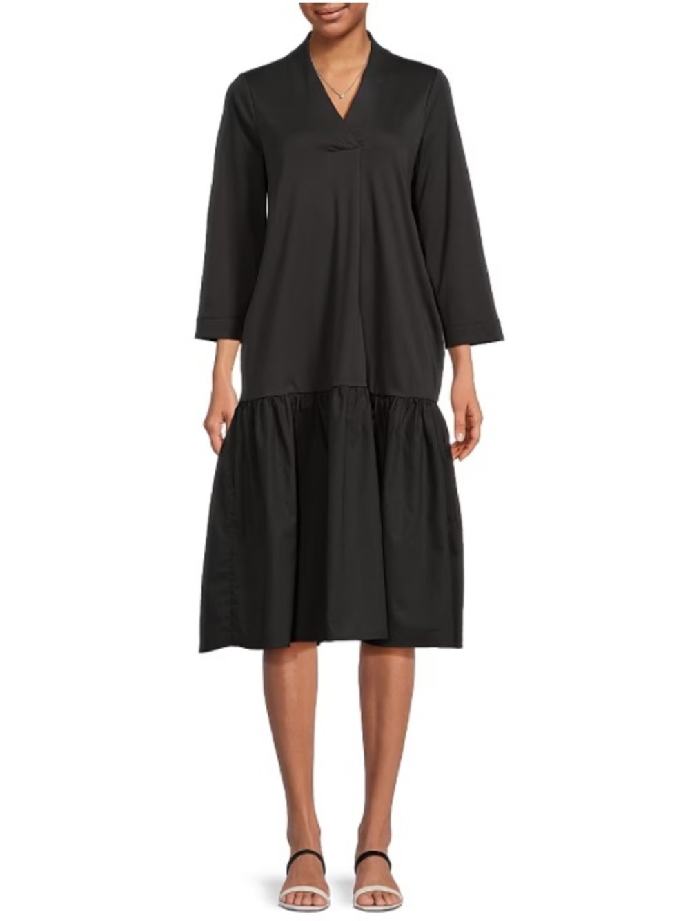 Masai Copenhagen Nevea Poplin Midi Dress Black Cotton Lightweight